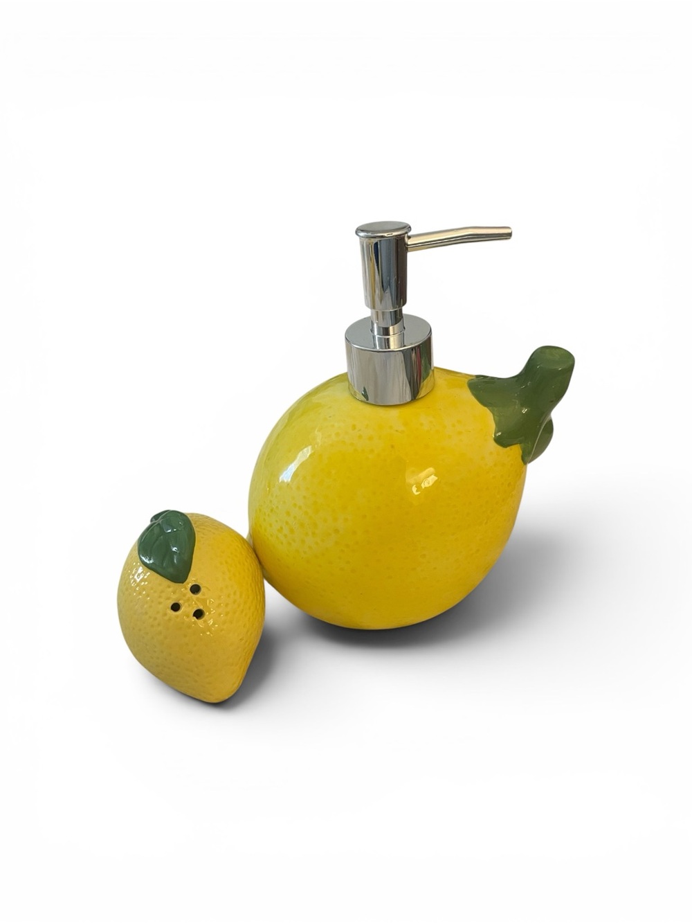 Ceramic Lemon Soap Dispenser & Salt Shaker Set - Yellow